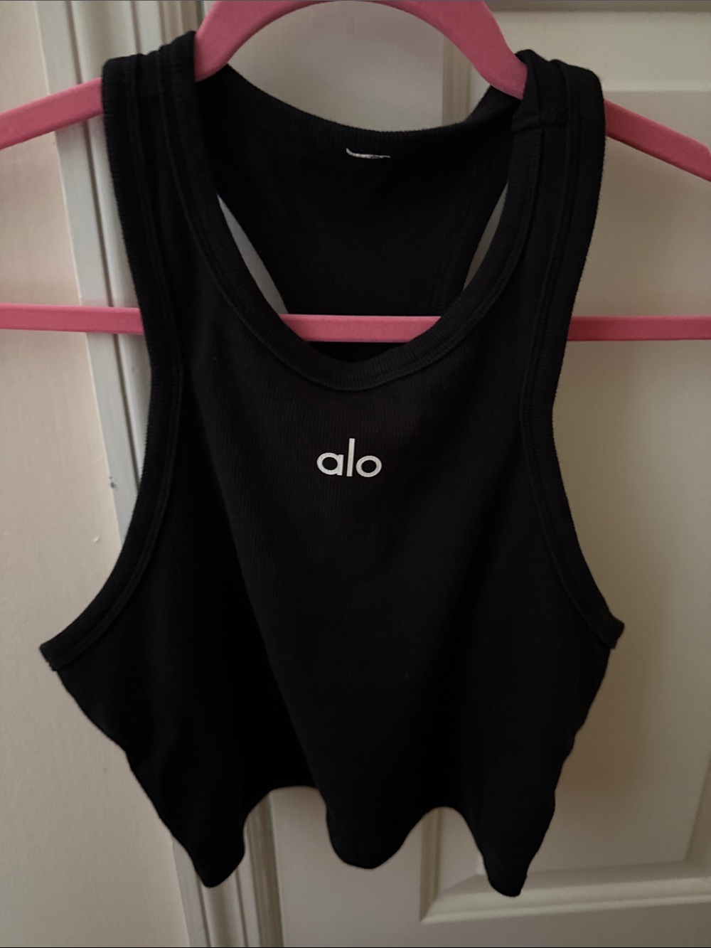 ALO Yoga Black Ribbed Racerback Crop Tank Top